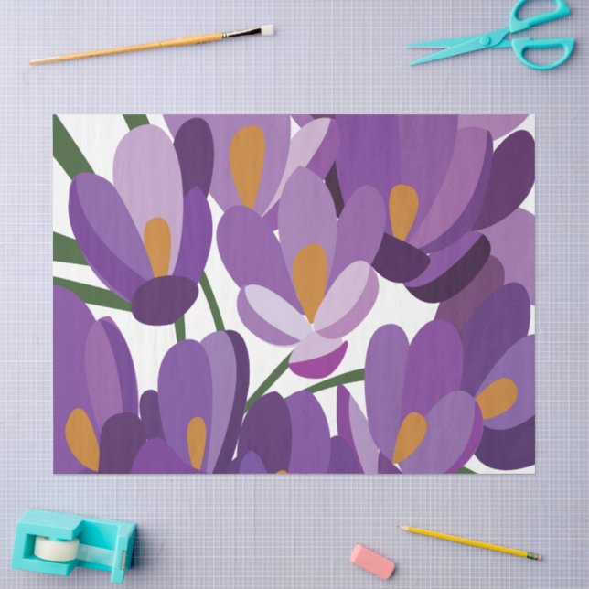 Lila Krokus Blüten Seidenpapier (Basteln)