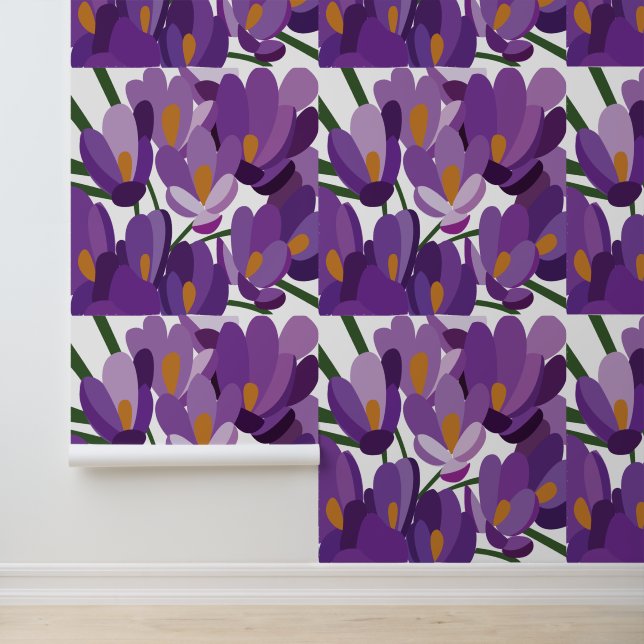 Lila Krokus Blüten Tapete (Anwendung)