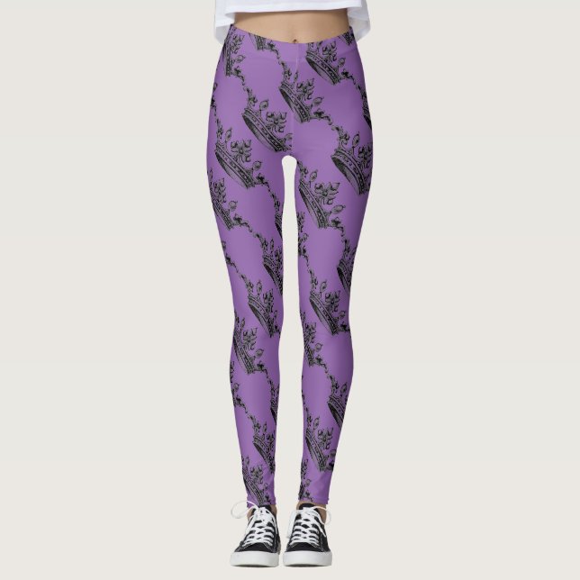 Lila Krone sportliche Athleisure Leggings (Vorderseite)