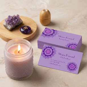 Lila Kronenchakra Energie Heiler Reiki Geschäft  Visitenkarte