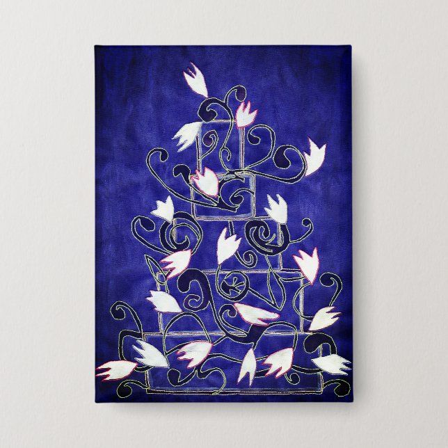 Lila Kuchen mit weißen Blume Button (Vorderseite)