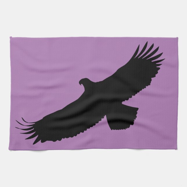 Lila Küchentuch mit fliegendem Adler - Farbe (Horizontal)