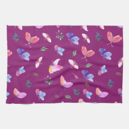 Lila Küchentuch mit Schmetterlingen