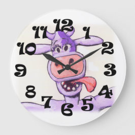 Lila Kuh Große Wanduhr