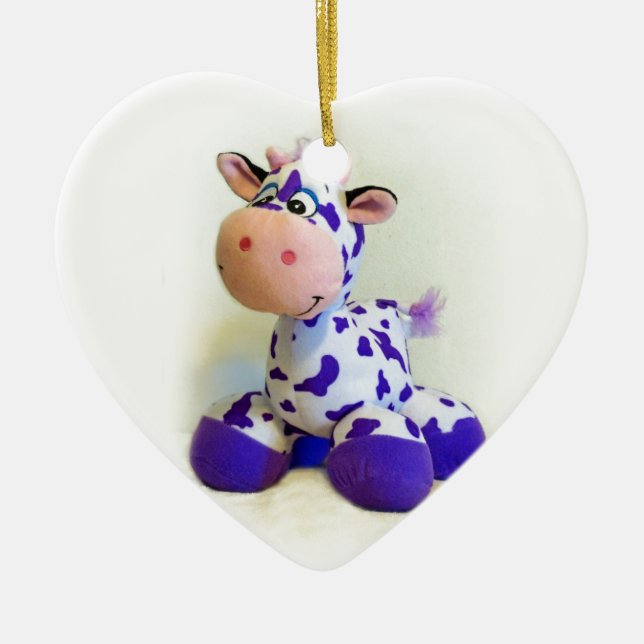Lila Kuh Keramik Ornament (Vorne)