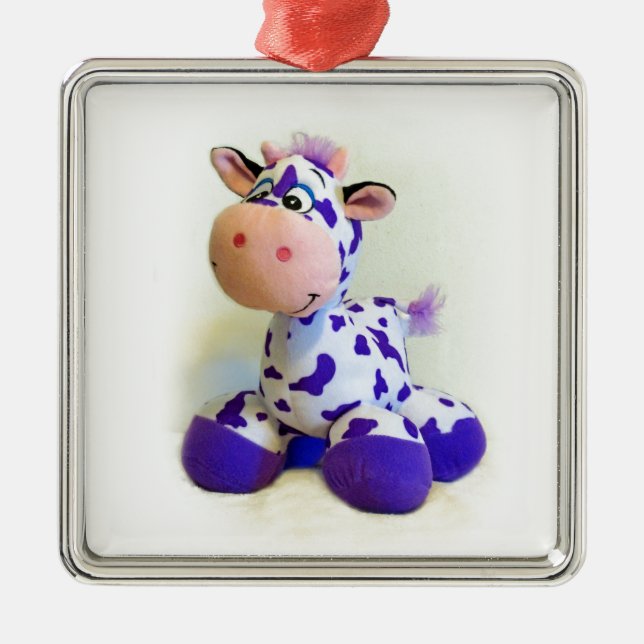 Lila Kuh Ornament Aus Metall (Vorne)