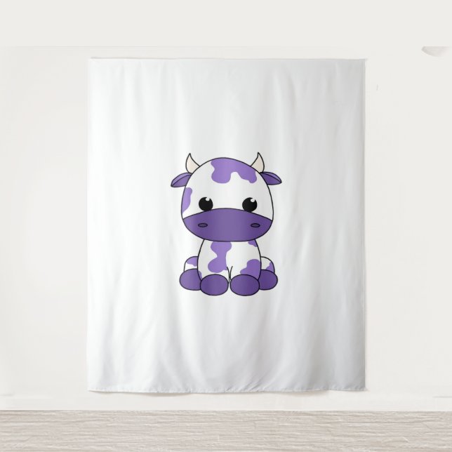 Lila Kuh Oversifizierter T - Shirt_1 Wandteppich (Vorderseite)