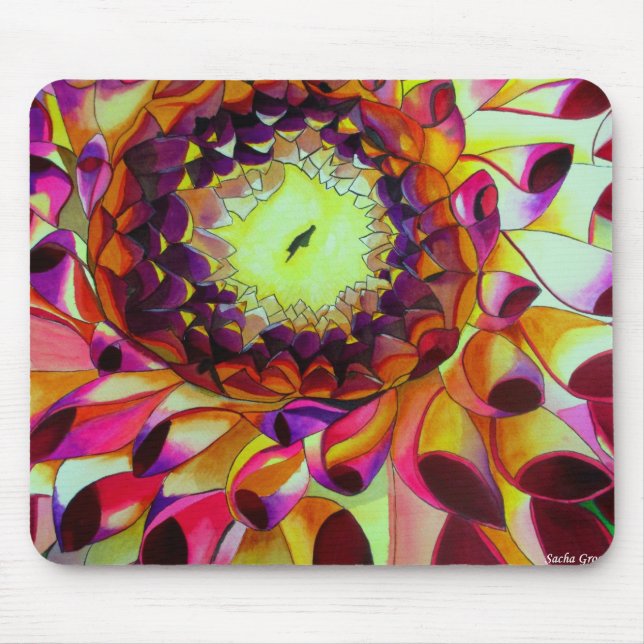Lila Kunst abstrakt Dahlia Mousepad (Vorne)