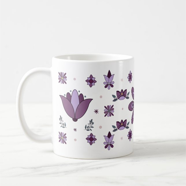 Lila Kunst Blume Kaffee Tasse (Links)