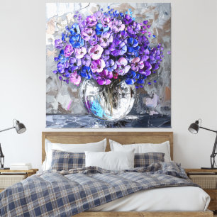 Lila Kunstdrucke in Blau und Grau Leinwanddruck