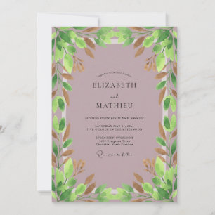 Lila Kupfer-Laub-Eukalyptus-Hochzeit Einladung