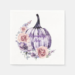 Lila Kürbis niedlicher blumenreicher Herbst Blume Serviette