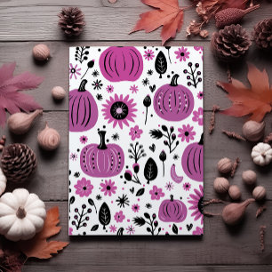 Lila Kürbis und Herbstblumen Thanksgiving Einladung