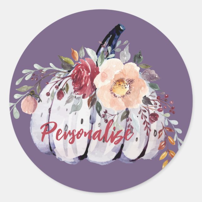 Lila Kürbisgrauer Kürbis Runder Aufkleber (Vorderseite)