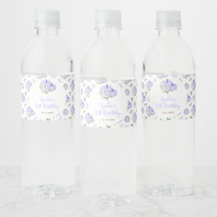 Lila Kürbisse Florale Geburtstagsfeier Wasserflaschenetikett