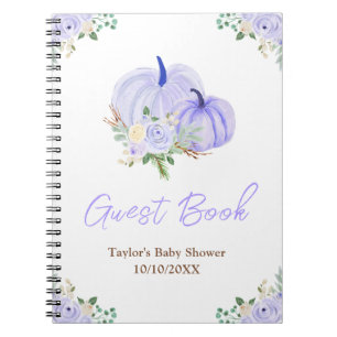 Lila Kürbisse Florales Gästebuch für Baby Shower Notizblock