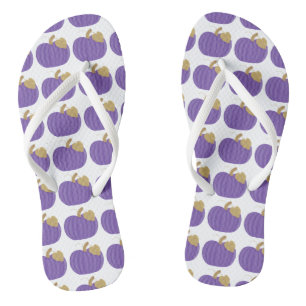 Lila Kürbisse mit Goldblatt-Muster Herbst-FlipFlop Flip Flops