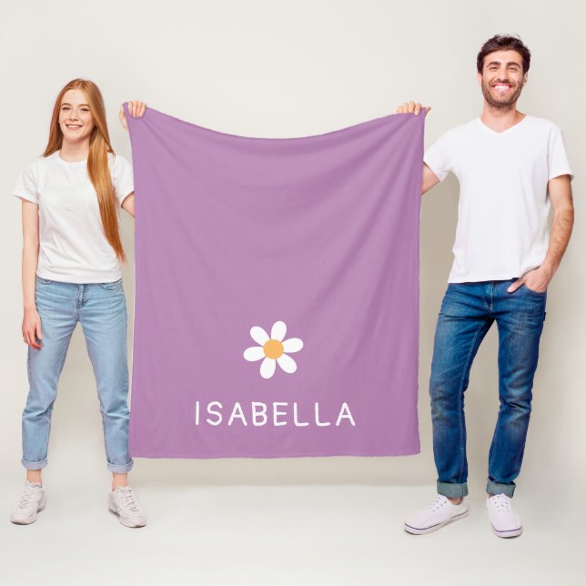Lila Kuschel-Daisy Name Mädchen Fleecedecke (Beispiel)