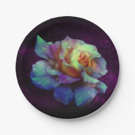 Lila Küss Türkis Rose Papier Teller