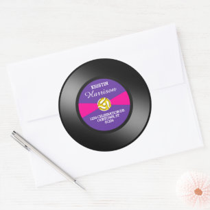 Lila Label Vinyl 45 Record Persönliche Adresse Runder Aufkleber