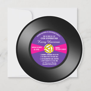 Lila Label Vinyl 45 Rekordüberraschung Party Einladung