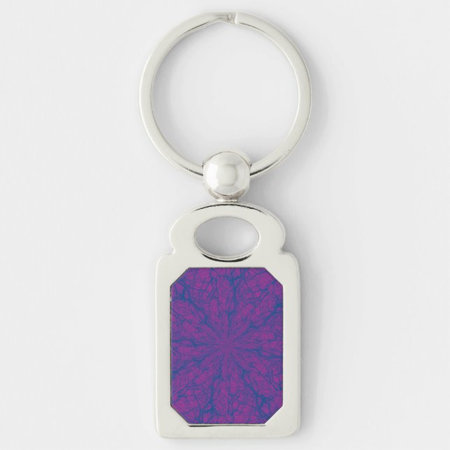 Lila Labyrinth-Rechteck Keychain Schlüsselanhänger (Vorderseite)