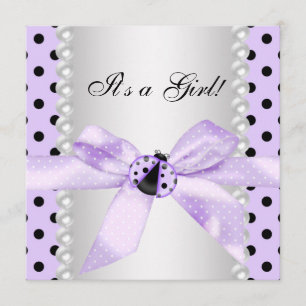 Lila Ladybug Babydusche Einladung