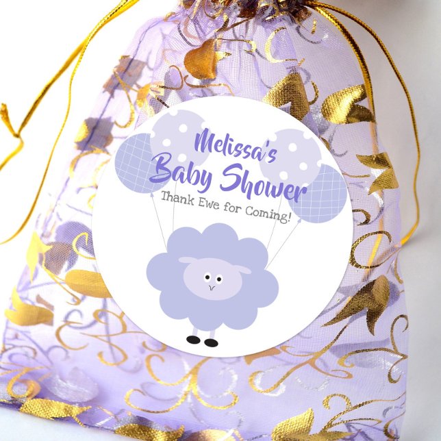 Lila Lamb Baby Dusche Niedlich Sweet Danke Runder Aufkleber (Von Creator hochgeladen)
