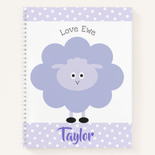 Lila Lamb Liebe Ewe Individuelle Name Script Niedl Notizbuch