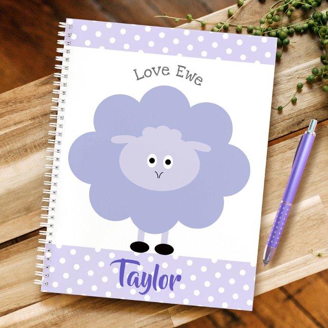 Lila Lamb Liebe Ewe Individuelle Name Script Niedl Notizbuch (Von Creator hochgeladen)
