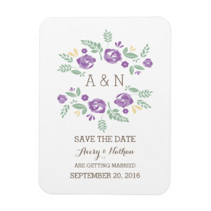 Lila-Land-Floral-Monogramm Save the Date Magnet