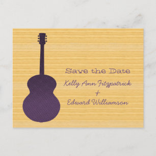 Lila Ländergitarre Save the Date Postkarte