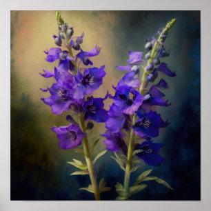 Lila Larkspur Blume Art Print Poster