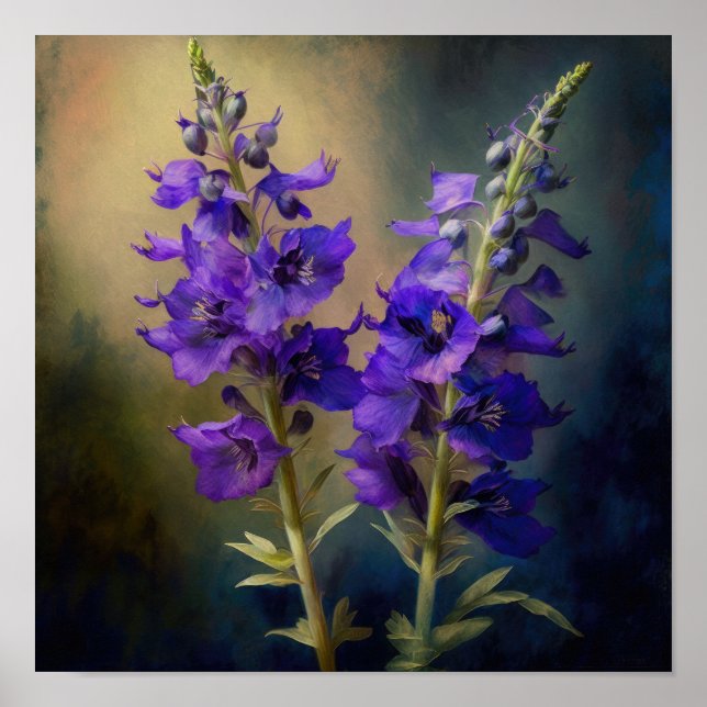 Lila Larkspur Blume Art Print Poster (Vorne)