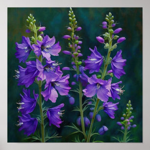 Lila Larkspur Blume Art Print Poster