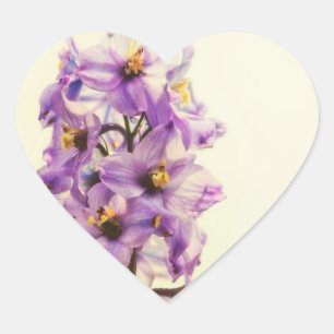 Lila Larkspur Delphinium Herz-Aufkleber
