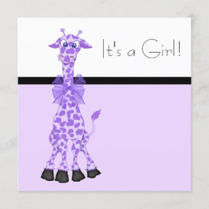 Lila Laune Giraffe Baby Mädchen Shower Einladung