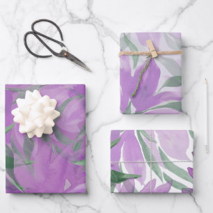 Lila Lavander Watercolor Elegante Geschenkpapier Set