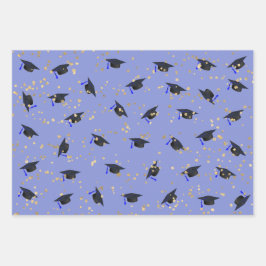 Lila Lavendel-Abschluss-Flachblatt-Set 3 Geschenkpapier Set