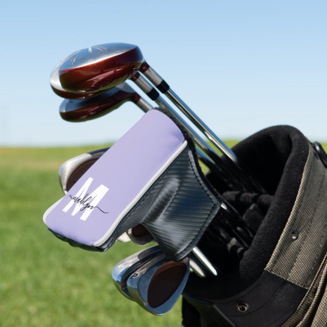 Lila Lavendel Anfangsbuchstabe Monogramm Golf Headcover (In Situ)