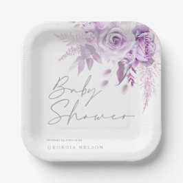 Lila Lavendel Bläschen Schöne Babydusche Pappteller