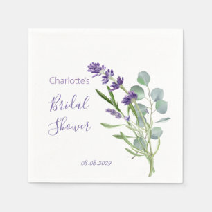 Lila Lavendel-Blume Eukalyptus-Brautparty Serviette