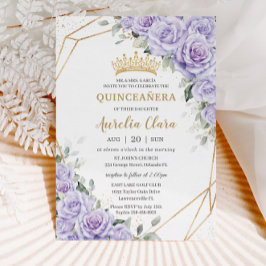 Lila Lavendel Blume Gold Quinceñera Einladung