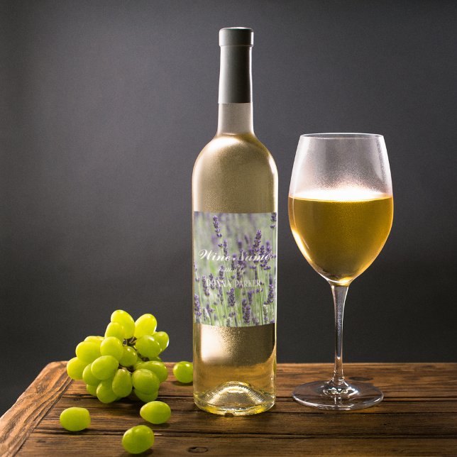 Lila Lavendel-Blume Personalisiert Weinetikett (In Situ Glass of Wine)