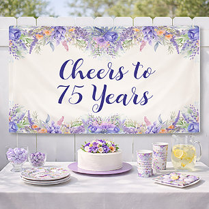 Lila Lavendel Blumen 75. Geburtstag Banner