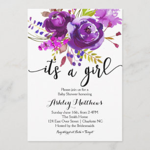 Lila Lavendel Blumen Baby Shower Einladung