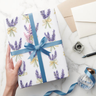 Lila Lavendel Blumen Gelbe Schleifen Geburtstag Geschenkpapier