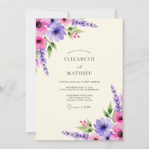 Lila Lavendel Blumen Hochzeit Whimsy Einladung