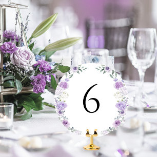 Lila Lavendel Blumen Runde Tischnummer