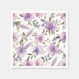Lila Lavendel Blumen-Wasserfarben-Botanik Serviette